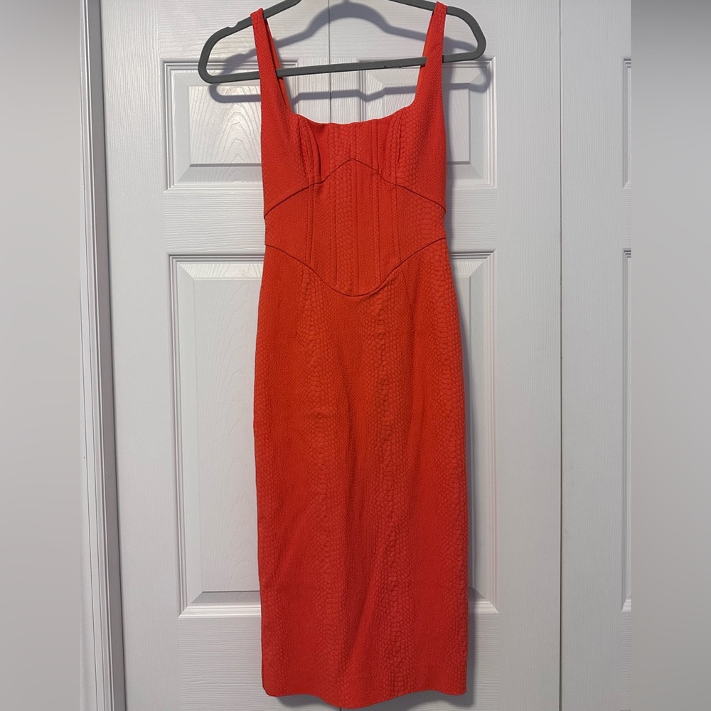 NWT Derma Department Natalia Midi Tank Top Dress. Tangerine, snakeskin, bodice.